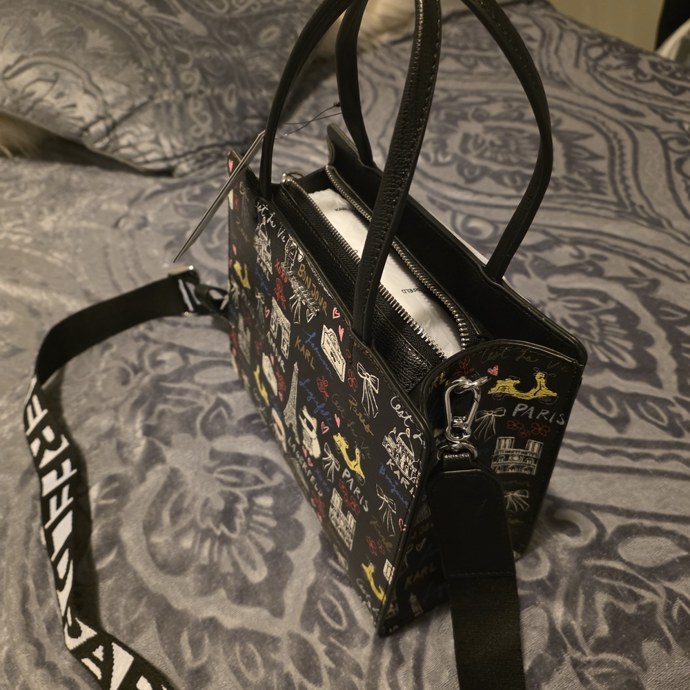 Karl Lagerfeld Black Tote with Colorful Graphics - Picture 10 of 15